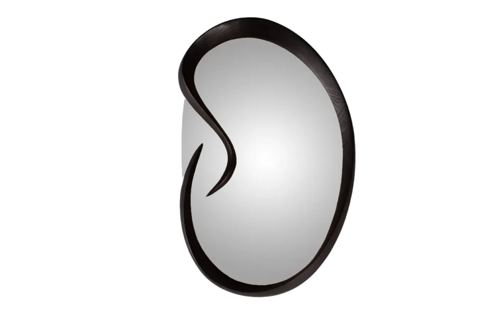 sculptural wood wall mirror Swan by Amorph