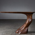 organic modern sculptural solid wood console table