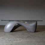 natural solid wood grain detail on sculptural Lust coffee table