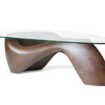 sculptural solid wood base detail of Lust coffee table