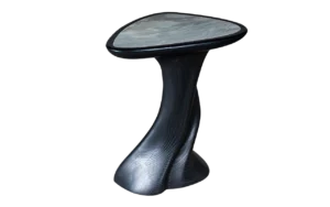 sculptural wood side table styled interior Abbi by Amorph
