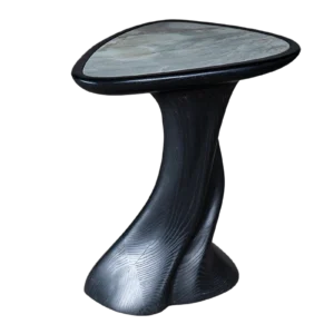 sculptural wood side table styled interior Abbi by Amorph