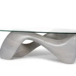 sculptural solid wood base detail of Lust coffee table
