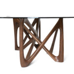 solid wood tabletop detail of Nars sculptural dining table Nars Dining Table by Amorph