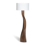 organic modern sculptural solid wood floor lamp