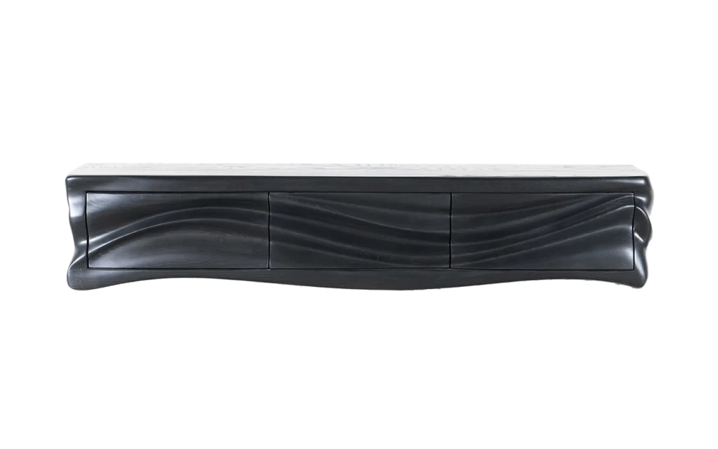 sculptural solid wood wall mounted cabinet Ocean by Amorph