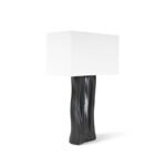 architectural profile of sculptural solid wood table lamp
