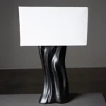organic modern sculptural solid wood table lamp