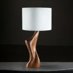 sculptural solid wood table lamp Helen by Amorph