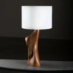 organic modern sculptural solid wood table lamp