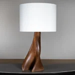 sculptural wood table lamp Nile by Amorph