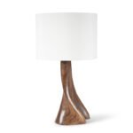 natural solid wood grain detail on sculptural Nile table lamp