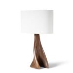 natural solid wood grain detail on sculptural Nile table lamp