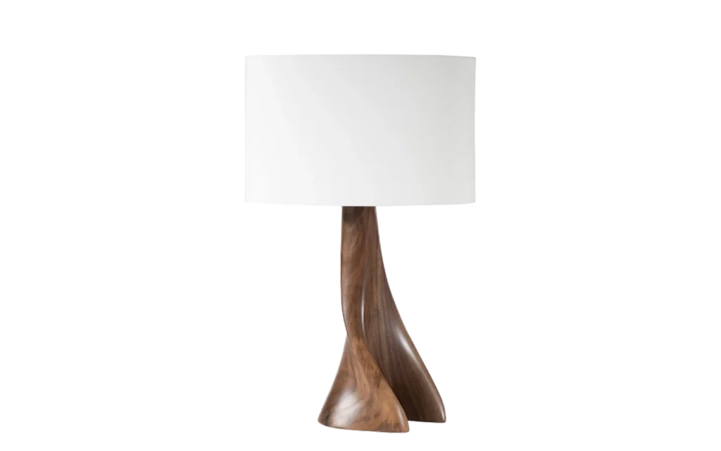sculptural solid wood table lamp Nile by Amorph