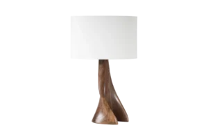 sculptural solid wood table lamp Nile by Amorph