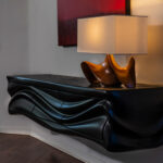 sculptural solid wood underside detail of Ocean cabinet