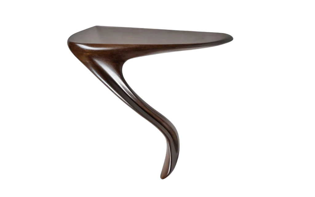 sculptural solid wood wall mounted console table Yena by Amorph