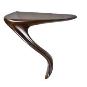 sculptural solid wood wall mounted console table Yena by Amorph