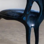 organic modern sculptural solid wood chair