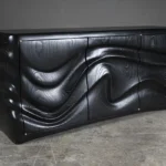custom solid wood cabinet interior shelving detail