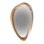 organic sculptural edge detail of solid wood wall mirror