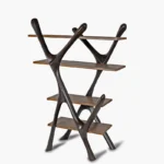 organic modern sculptural solid wood bookcase