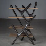 organic modern sculptural solid wood bookcase