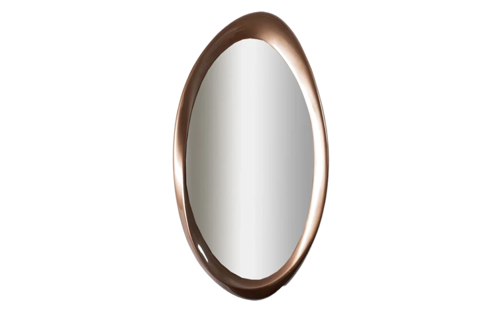 organic modern sculptural solid wood wall mirror