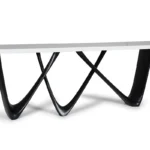 natural solid wood grain detail on sculptural Eric console table