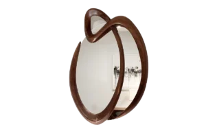 sculptural solid wood organic Saba wall mirror by Amorph