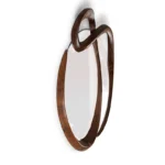 hand finished wood frame detail of Saba sculptural wall mirror by Amorph