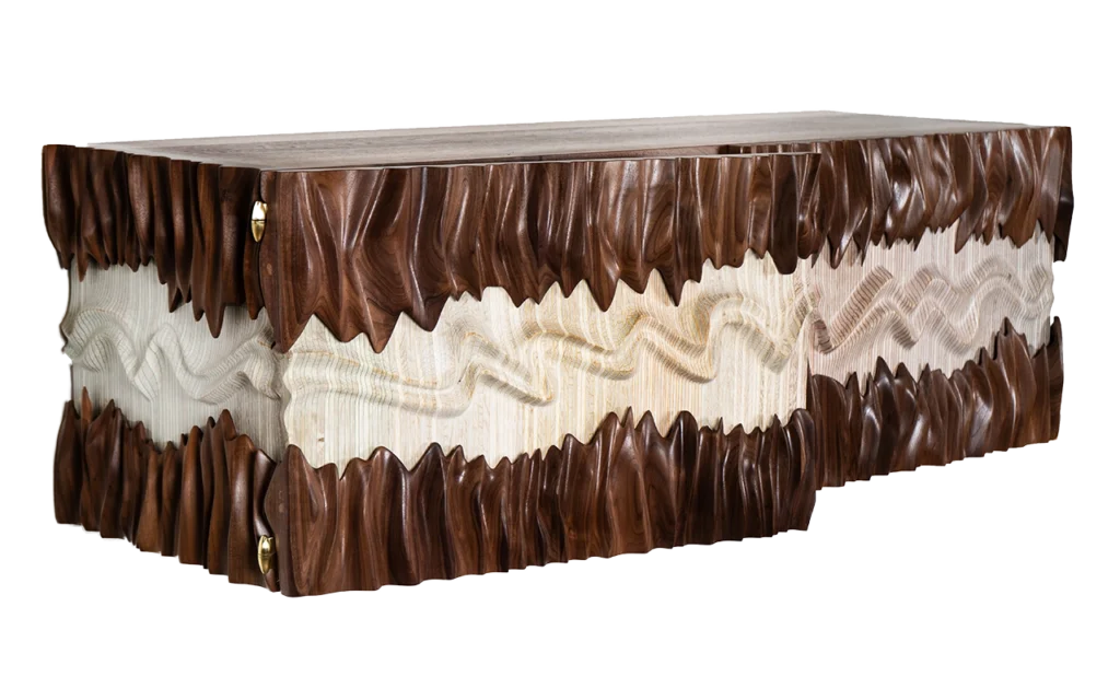 sculptural wood wall mounted cabinet Novia by Amorph