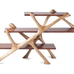 sculptural wood bookcase angled view Ziggurat by Amorph