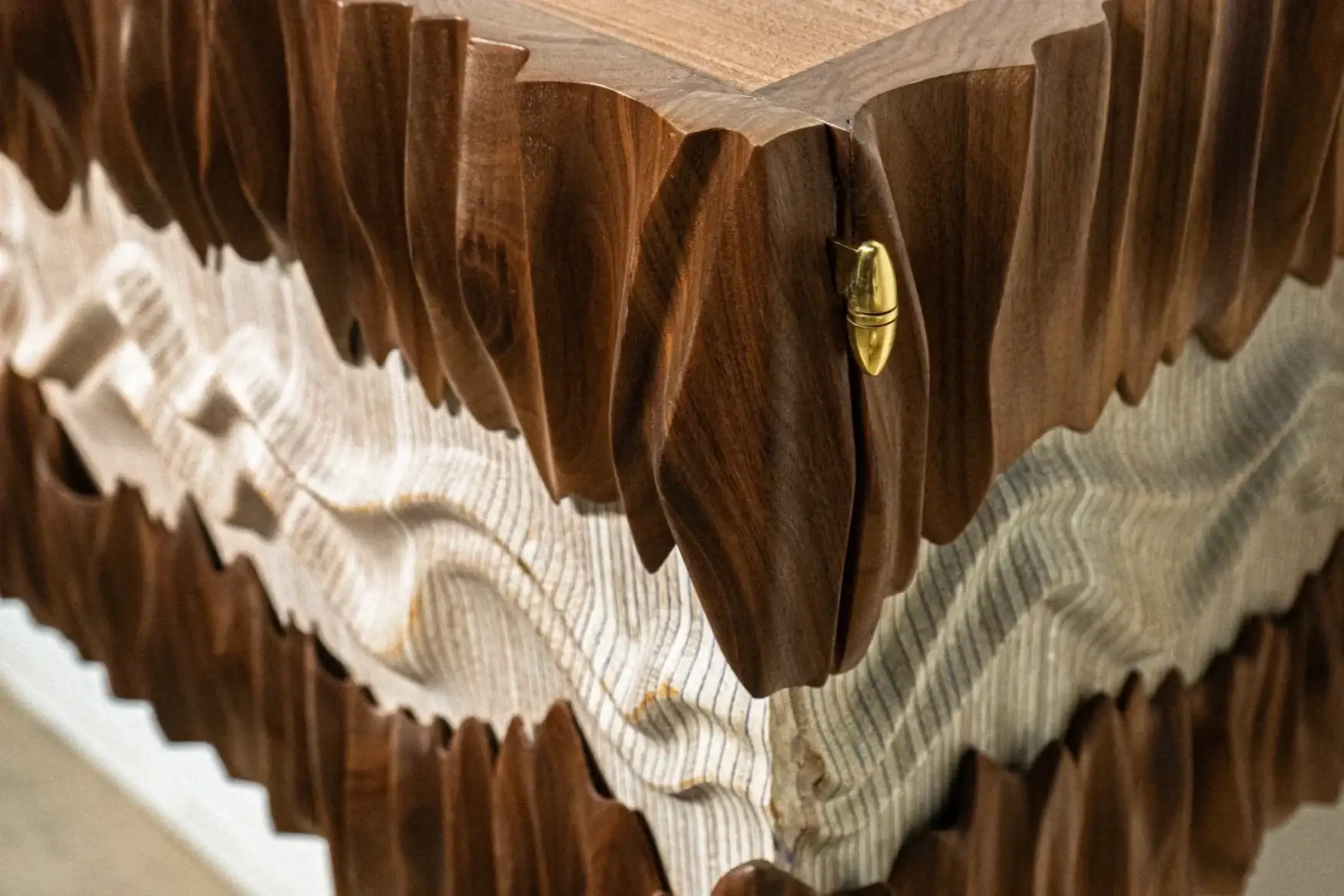 sculptural wood cabinet detail Novia by Amorph