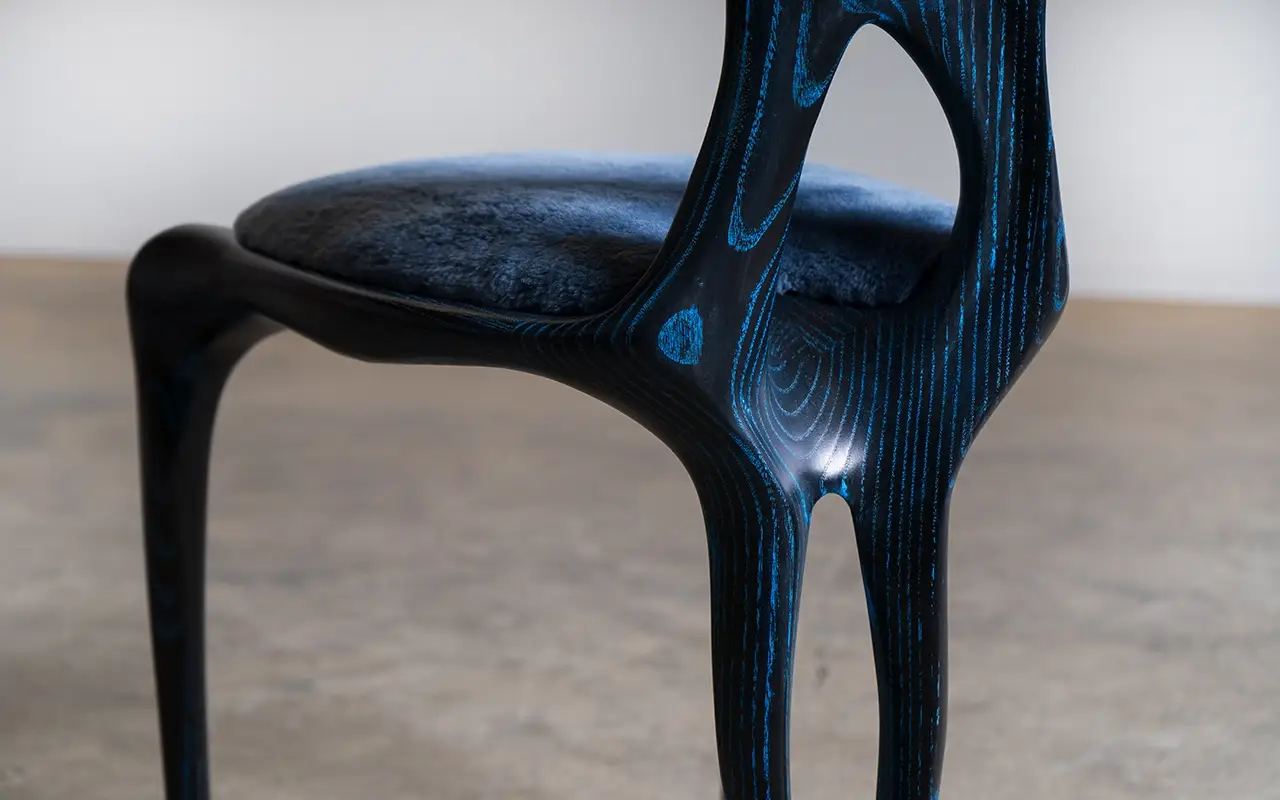 Sculptural solid wood furniture handcrafted in Los Angeles by Amorph Studio